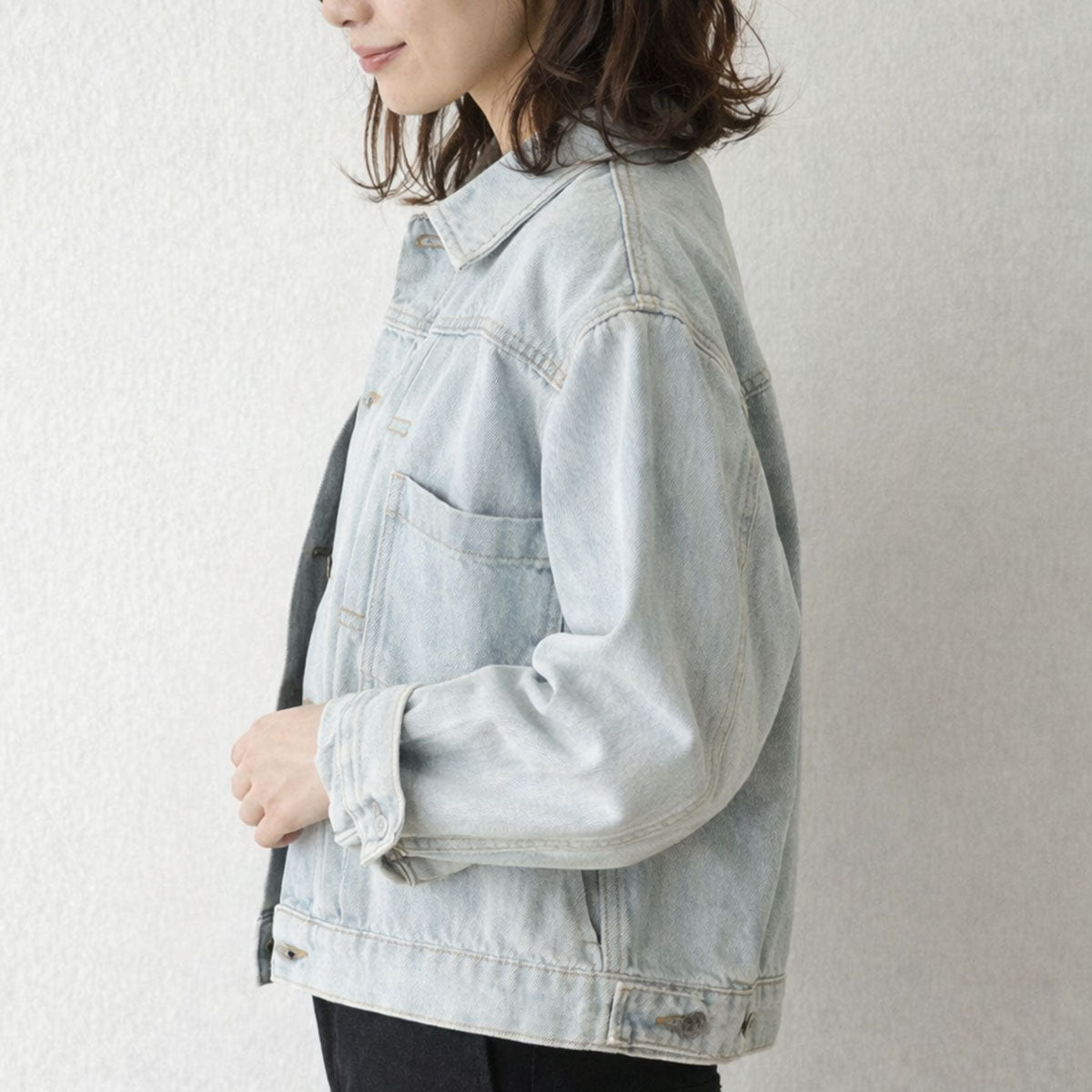 【フリー】袖ボリュームデニムジャケット 綿100% Gジャン 春アウター 羽織り Sans Souci 34+