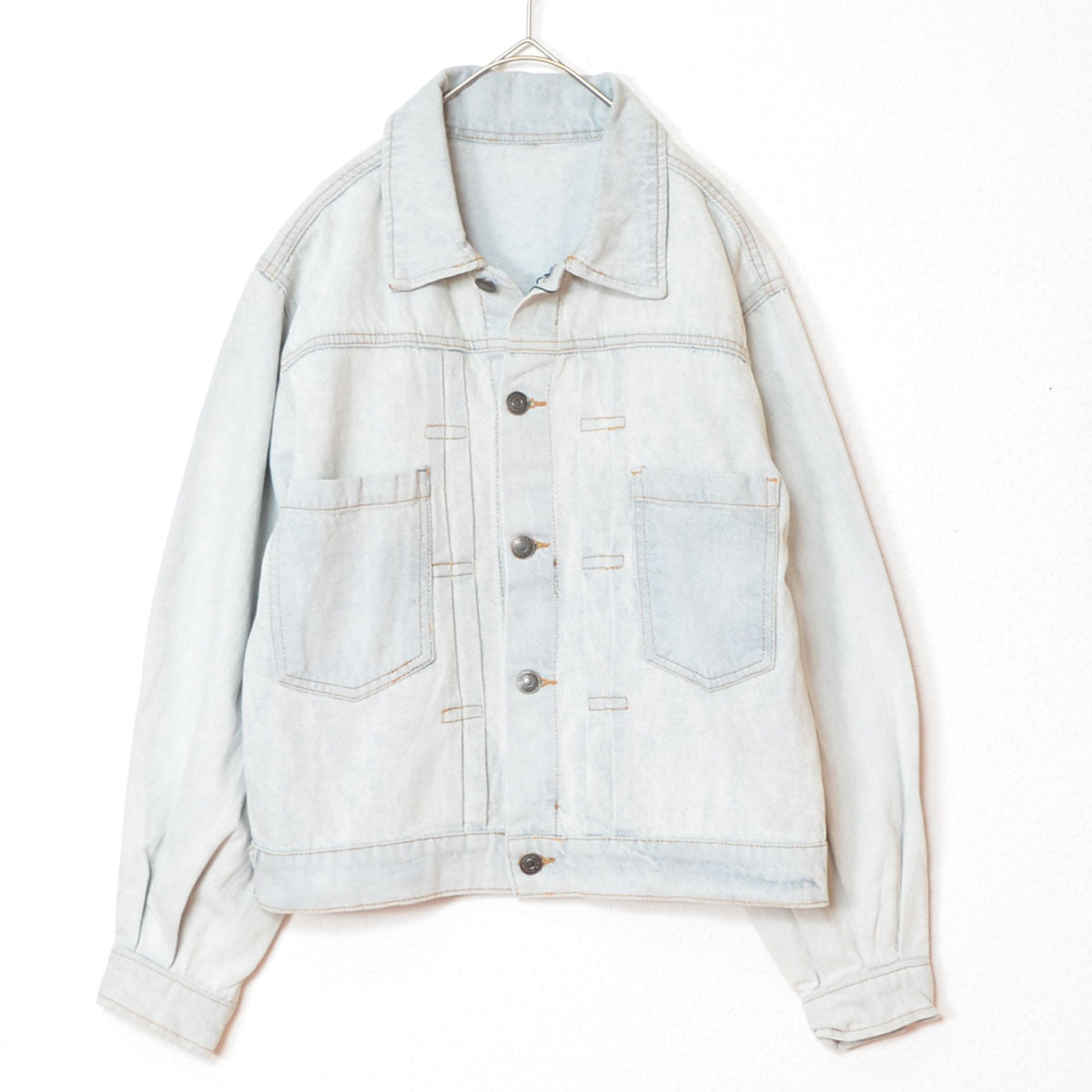 【フリー】袖ボリュームデニムジャケット 綿100% Gジャン 春アウター 羽織り Sans Souci 34+