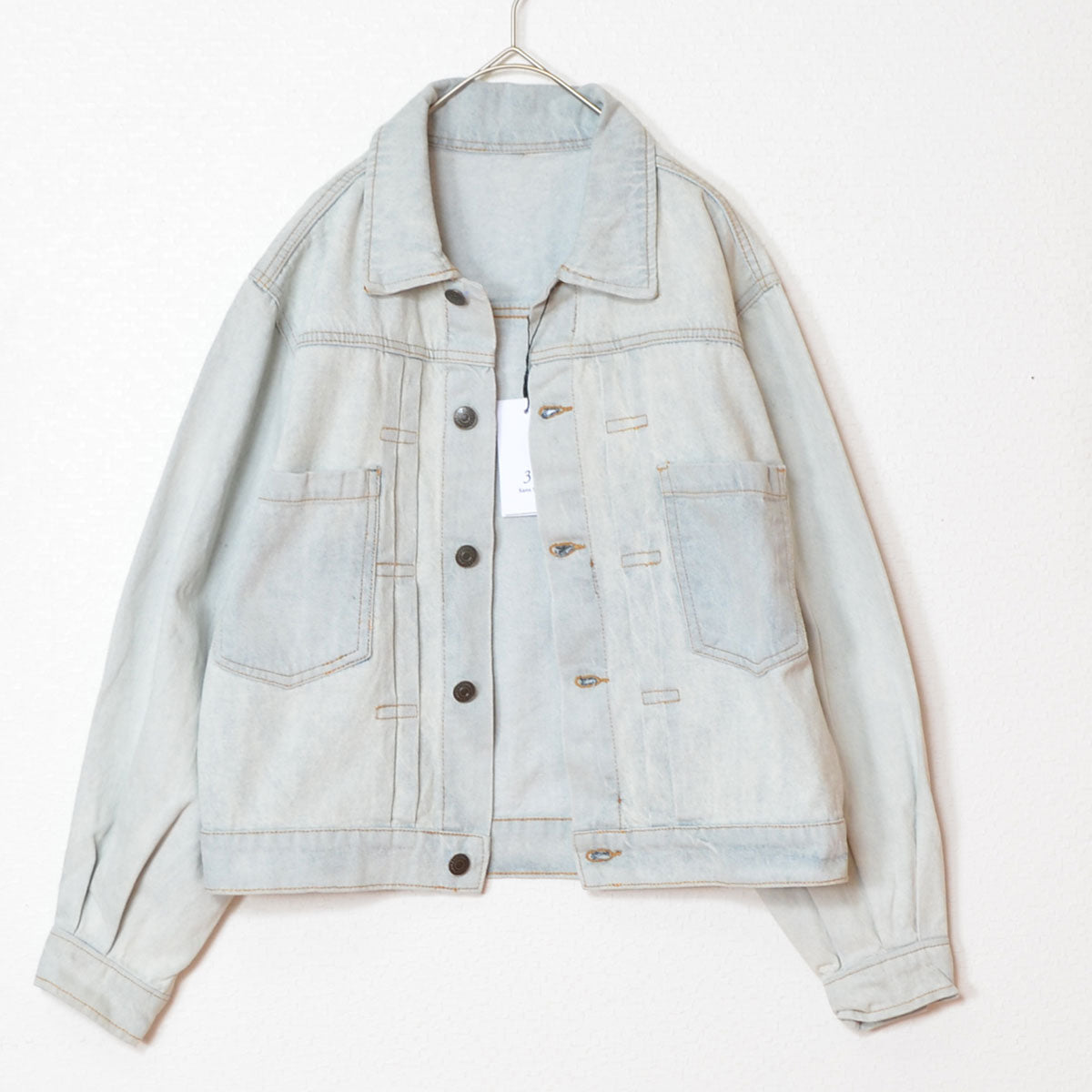 【フリー】袖ボリュームデニムジャケット 綿100% Gジャン 春アウター 羽織り Sans Souci 34+