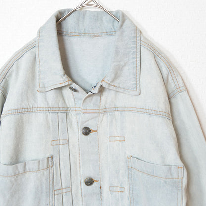 【フリー】袖ボリュームデニムジャケット 綿100% Gジャン 春アウター 羽織り Sans Souci 34+