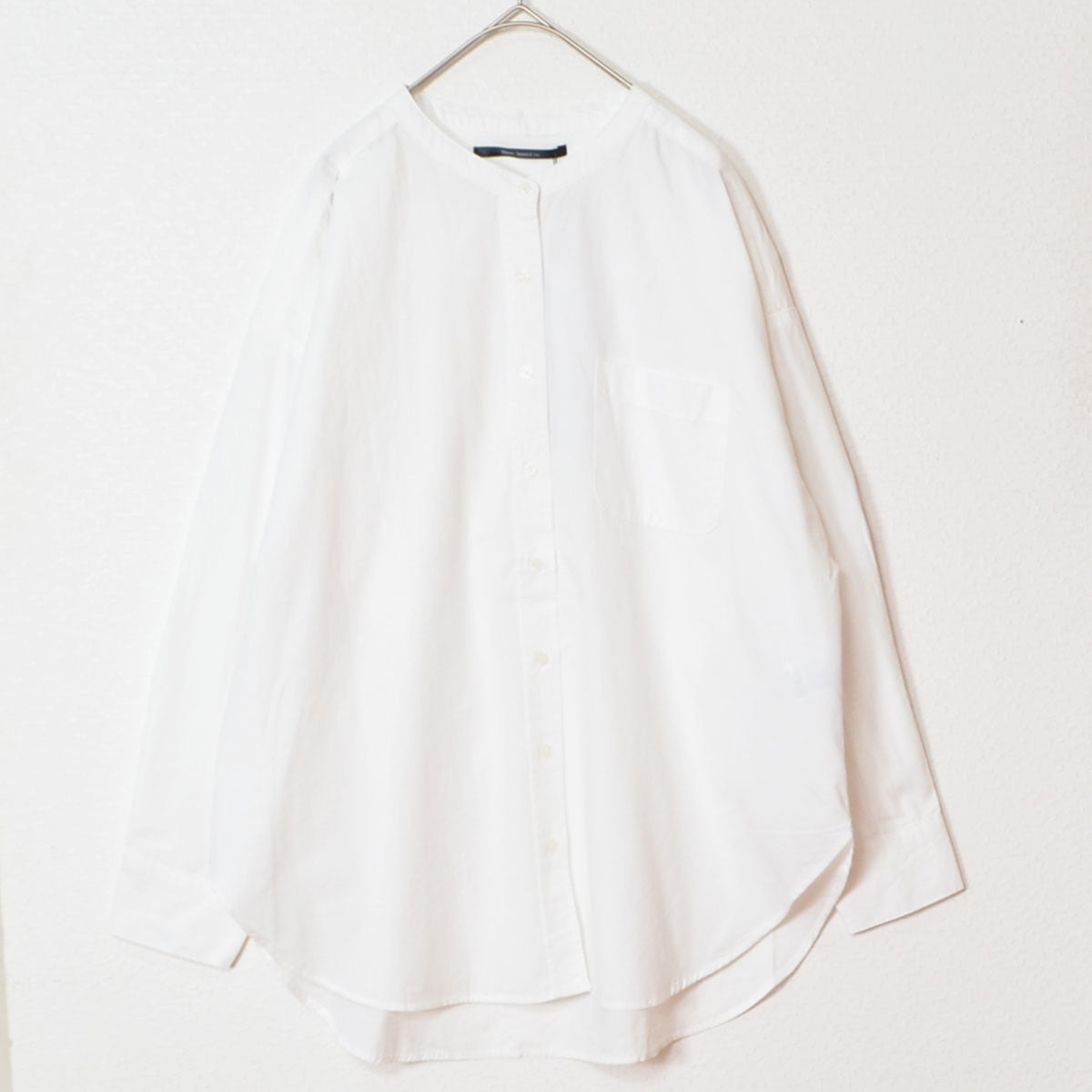 【フリー】製品洗いブロードバンドカラー長袖シャツ 綿100% スタンドカラー 羽織り Sans Souci 34+