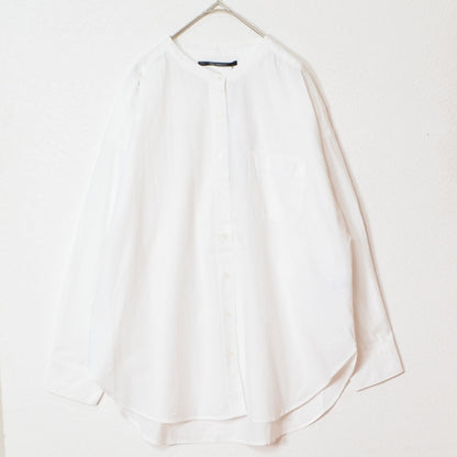 【フリー】製品洗いブロードバンドカラー長袖シャツ 綿100% スタンドカラー 羽織り Sans Souci 34+