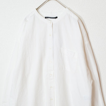 【フリー】製品洗いブロードバンドカラー長袖シャツ 綿100% スタンドカラー 羽織り Sans Souci 34+