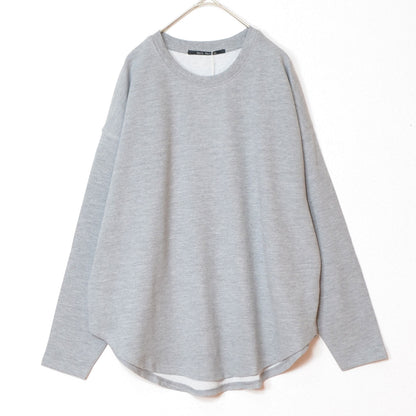 【フリー】リップルダブルフェイス裾ラウンド長袖Tシャツ 綿混 肉厚 カットソー 春 Sans Souci 34+