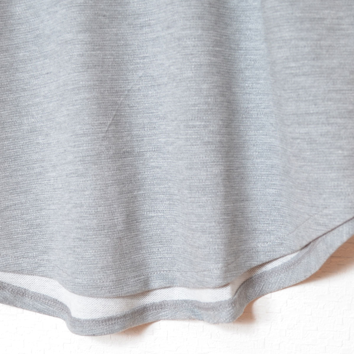 【フリー】リップルダブルフェイス裾ラウンド長袖Tシャツ 綿混 肉厚 カットソー 春 Sans Souci 34+