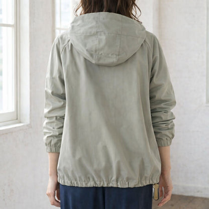 【フリー】撥水加工マウンテンパーカー 金具ゴールド フード付き 春アウター 羽織り Sans Souci 34+