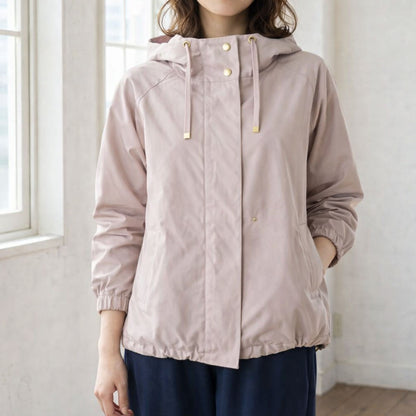 【フリー】撥水加工マウンテンパーカー 金具ゴールド フード付き 春アウター 羽織り Sans Souci 34+