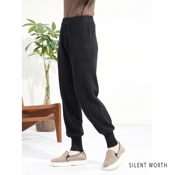 Mサイズ】ニットジョガーパンツ｜美脚ライン・センタータック