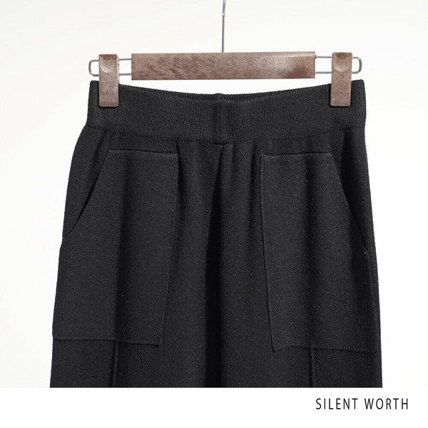 【Mサイズ】ニットジョガーパンツ｜美脚ライン・センタータック・柔らかストレッチ素材｜SILENT WORTH Y-0192
