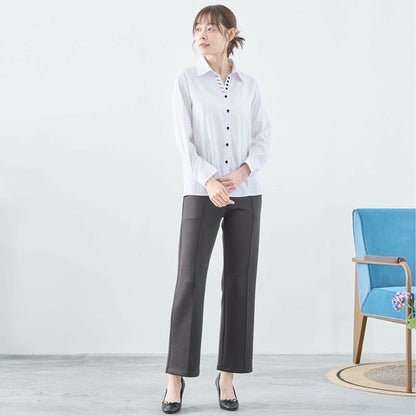 【M〜L】多ボタン綿混レギュラーシャツ｜長袖トップス・オフィスカジュアル・TRUBE C07-187A