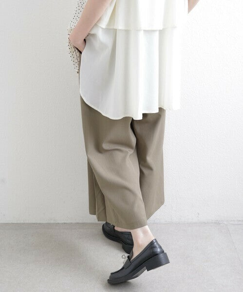 【M〜L】ワンサイドプリーツ ワイドパンツ｜アシンメトリーデザイン・ウエストゴム・ポリエステルストレッチ・comme soi 13833707