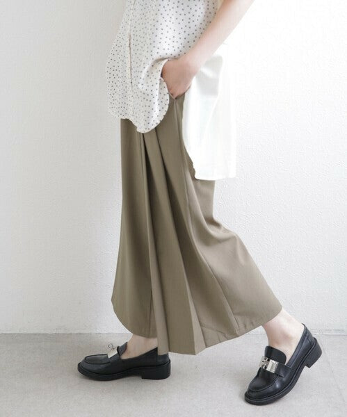 【M〜L】ワンサイドプリーツ ワイドパンツ｜アシンメトリーデザイン・ウエストゴム・ポリエステルストレッチ・comme soi 13833707