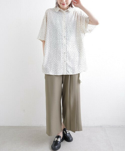 【M〜L】ワンサイドプリーツ ワイドパンツ｜アシンメトリーデザイン・ウエストゴム・ポリエステルストレッチ・comme soi 13833707