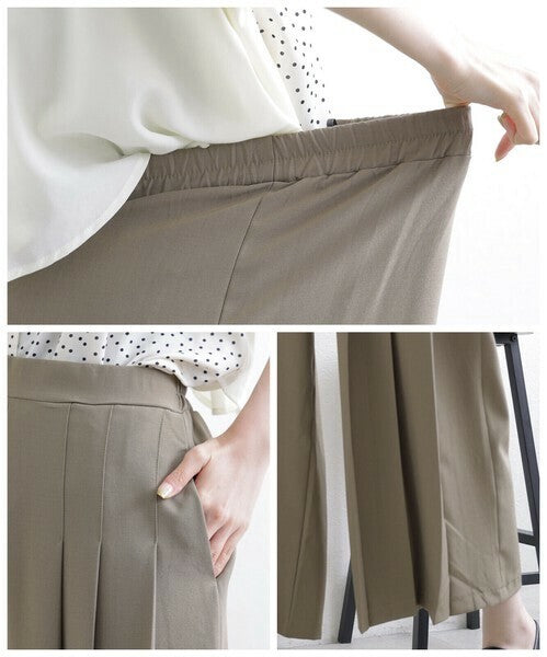 【M〜L】ワンサイドプリーツ ワイドパンツ｜アシンメトリーデザイン・ウエストゴム・ポリエステルストレッチ・comme soi 13833707