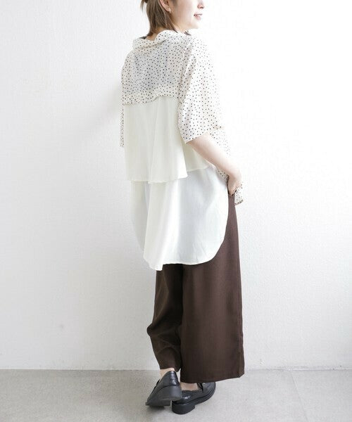 【M〜L】ワンサイドプリーツ ワイドパンツ｜アシンメトリーデザイン・ウエストゴム・ポリエステルストレッチ・comme soi 13833707