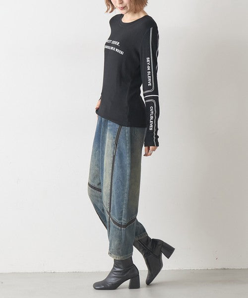 【1/中旬発送予定】【フリー】異素材ライン切替デニムパンツ｜BRILLANTE