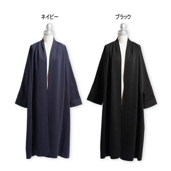コート ノーカラー ドレープ ボリューム ゆったり 体型カバー 秋 冬 M L