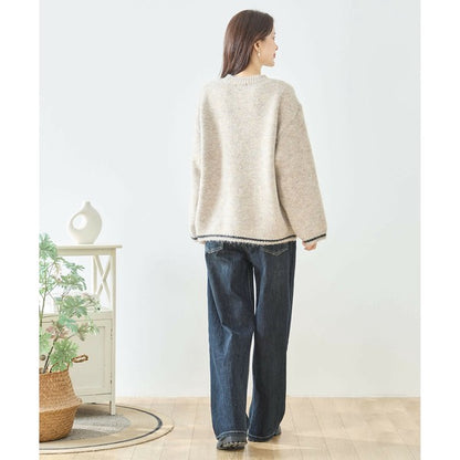 【M〜L・L〜LL】ウエストドローストリングストレートデニム｜TRUBE レディース ジーンズ 体型カバー ゆったり N52-132A