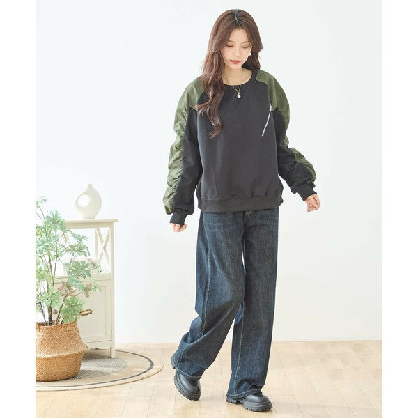 【M〜L・L〜LL】ウエストドローストリングストレートデニム｜TRUBE レディース ジーンズ 体型カバー ゆったり N52-132A