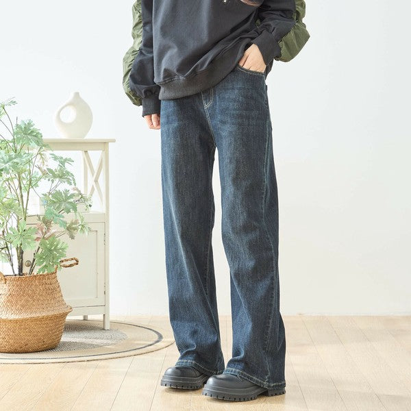 【M〜L・L〜LL】ウエストドローストリングストレートデニム｜TRUBE レディース ジーンズ 体型カバー ゆったり N52-132A