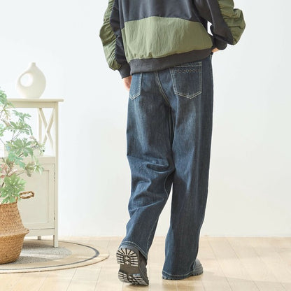 【M〜L・L〜LL】ウエストドローストリングストレートデニム｜TRUBE レディース ジーンズ 体型カバー ゆったり N52-132A