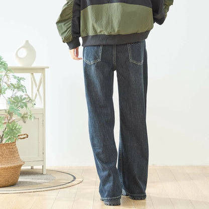 【M〜L・L〜LL】ウエストドローストリングストレートデニム｜TRUBE レディース ジーンズ 体型カバー ゆったり N52-132A