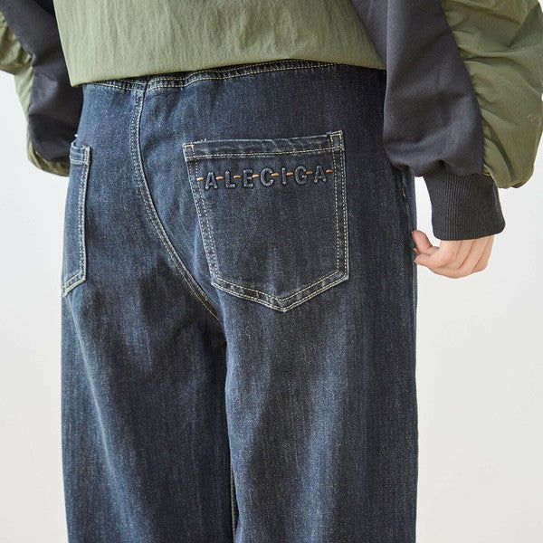 【M〜L・L〜LL】ウエストドローストリングストレートデニム｜TRUBE レディース ジーンズ 体型カバー ゆったり N52-132A