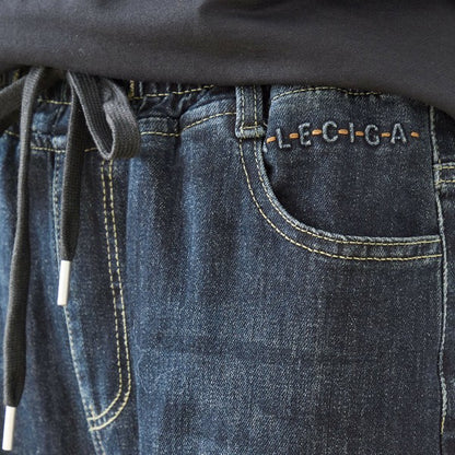 【M〜L・L〜LL】ウエストドローストリングストレートデニム｜TRUBE レディース ジーンズ 体型カバー ゆったり N52-132A