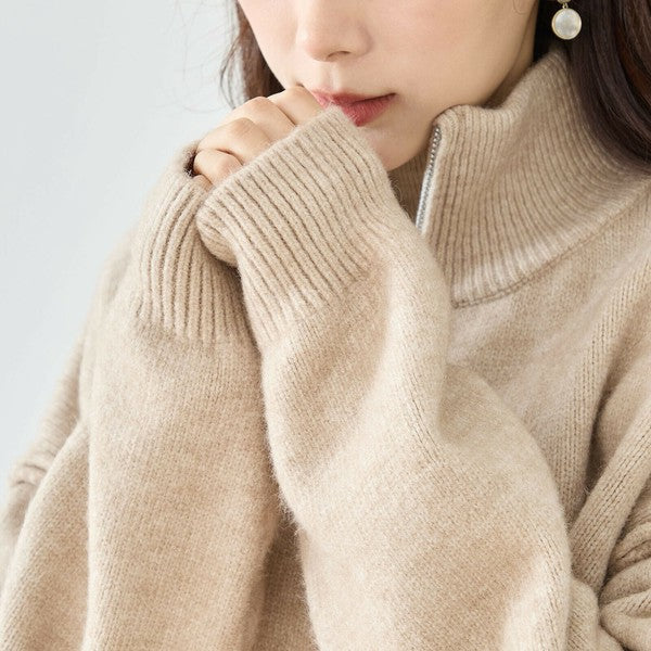 【M〜L】ダブルジップアップニットジャケット｜軽やかニットアウター・ショート丈・reve bleu N25-274