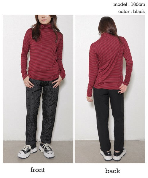 裏シャギーダウン風中綿パンツ 着用スタイリング