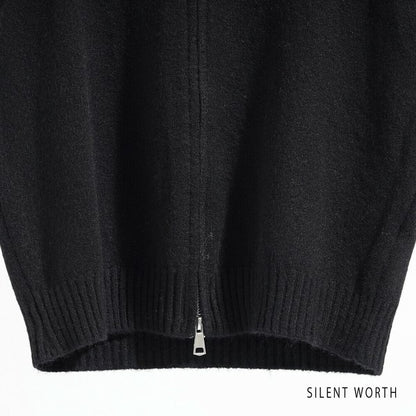 【Mサイズ】フード付ジップアップニットベスト｜重ね着しやすいショート丈・SILENT WORTH Y-0177