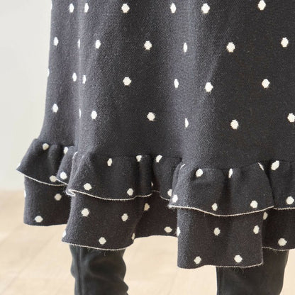 【M〜L】ドットジャガードニットスカート｜amie studio レディース ミモレ丈 ウエストゴム 裾フリル N42-160