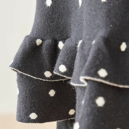 【M〜L】ドットジャガードニットスカート｜amie studio レディース ミモレ丈 ウエストゴム 裾フリル N42-160
