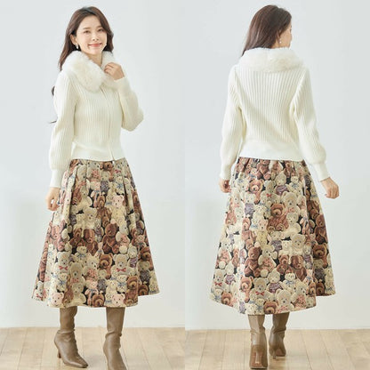 【M〜L】ファーカラージップニットジャケット｜reve bleu レディース 羽織り 長袖 上品 暖かい ショート丈 N22-210