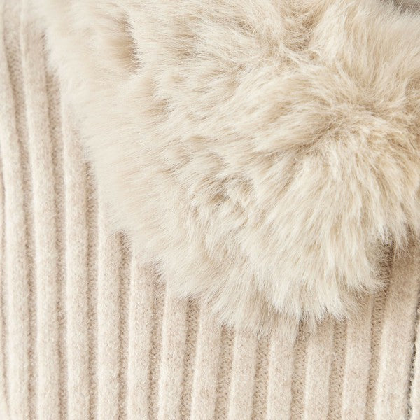 【M〜L】ファーカラージップニットジャケット｜reve bleu レディース 羽織り 長袖 上品 暖かい ショート丈 N22-210