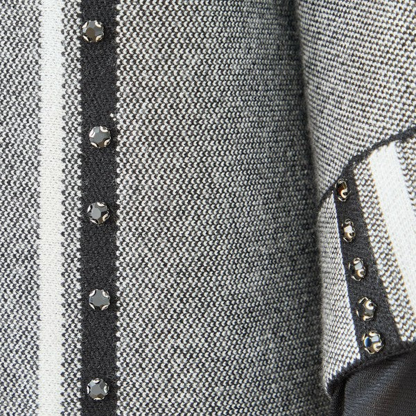 【L〜LL】配色ラインポンチョプルオーバー｜ゆったり体型カバー・ハイネック・大人モード・TRUBE・N12-874