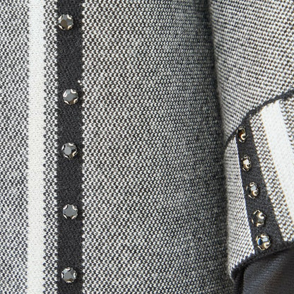 【L〜LL】配色ラインポンチョプルオーバー｜ゆったり体型カバー・ハイネック・大人モード・TRUBE・N12-874