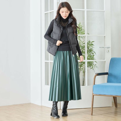 【M〜L】スタンドカラーミドルダウンベスト｜軽量・保温・ダブルジップ・TRUBE・N32-096