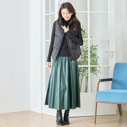 【M〜L】スタンドカラーミドルダウンベスト｜軽量・保温・ダブルジップ・TRUBE・N32-096