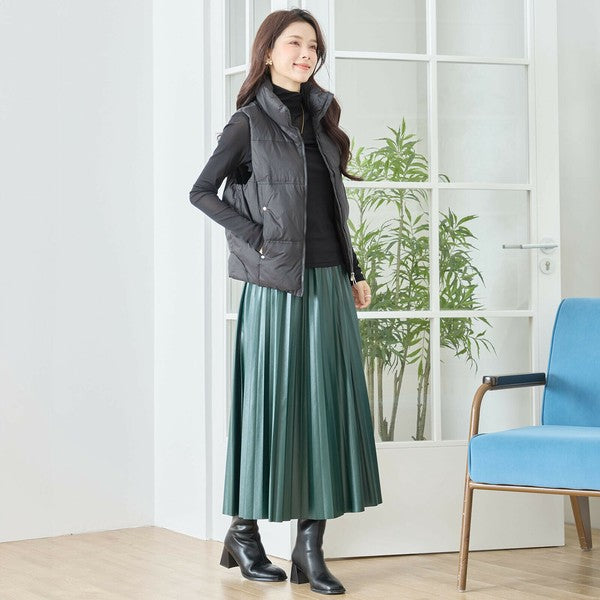 【M〜L】スタンドカラーミドルダウンベスト｜軽量・保温・ダブルジップ・TRUBE・N32-096