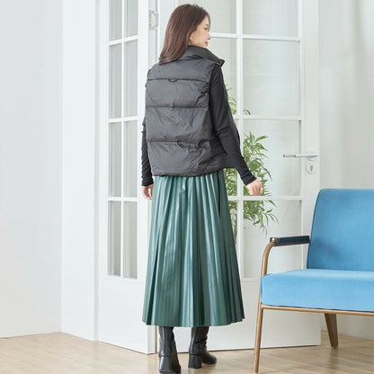 【M〜L】スタンドカラーミドルダウンベスト｜軽量・保温・ダブルジップ・TRUBE・N32-096