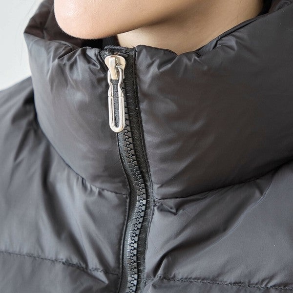 【M〜L】スタンドカラーミドルダウンベスト｜軽量・保温・ダブルジップ・TRUBE・N32-096