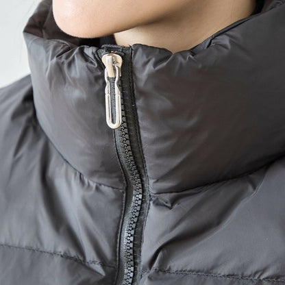 【M〜L】スタンドカラーミドルダウンベスト｜軽量・保温・ダブルジップ・TRUBE・N32-096