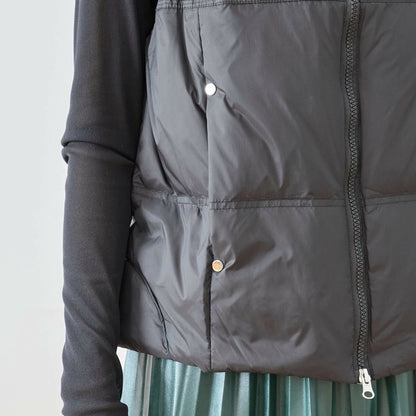 【M〜L】スタンドカラーミドルダウンベスト｜軽量・保温・ダブルジップ・TRUBE・N32-096