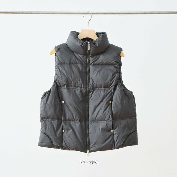 【M〜L】スタンドカラーミドルダウンベスト｜軽量・保温・ダブルジップ・TRUBE・N32-096