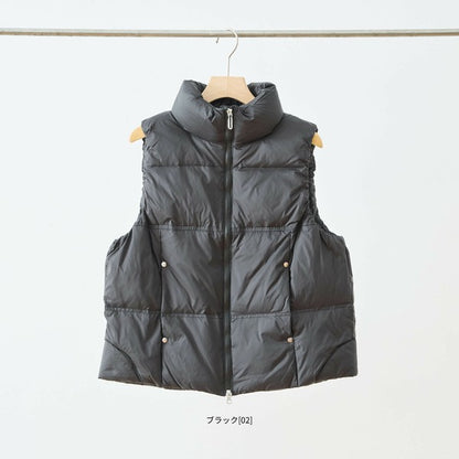 【M〜L】スタンドカラーミドルダウンベスト｜軽量・保温・ダブルジップ・TRUBE・N32-096