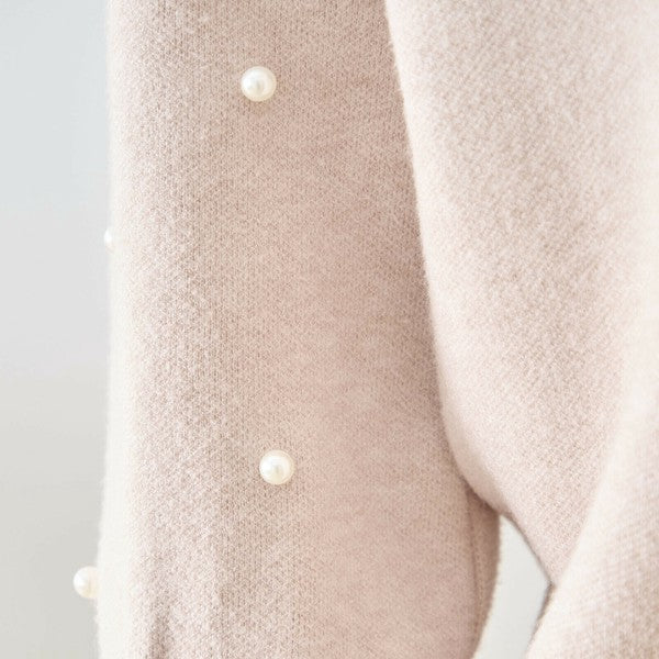 【M〜L】パール付きフリルネックニット｜amie studio レディース 秋冬 長袖 セーター エレガント N12-902