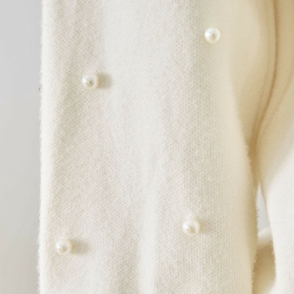 【M〜L】パール付きフリルネックニット｜amie studio レディース 秋冬 長袖 セーター エレガント N12-902