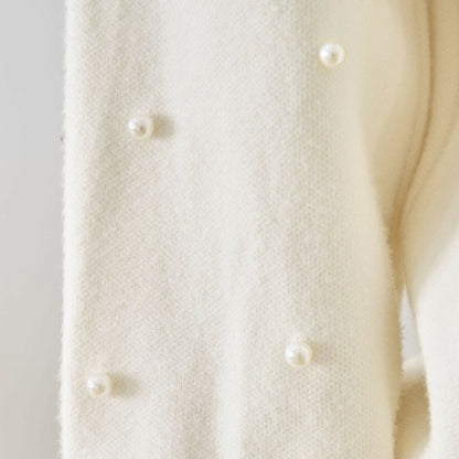 【M〜L】パール付きフリルネックニット｜amie studio レディース 秋冬 長袖 セーター エレガント N12-902