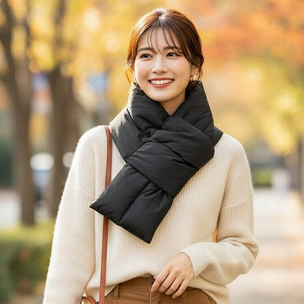 吸湿発熱＆蓄熱保温素材 中綿キルティングティペットマフラー｜軽量 暖かい コンパクト 防寒 レディース メンズ ユニセックス 13112